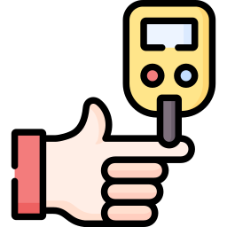 illustration of a finger being pricked with a glucose monitoring device