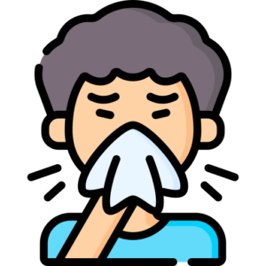 illustration of a man sneezing into a tissue