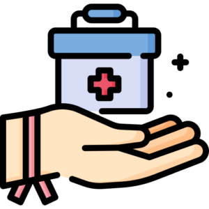 illustration of a hand holding a bottle with a medical cross on it